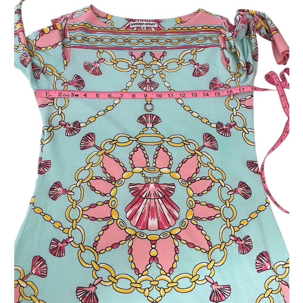 Barbara Gerwit Printed Dress Shells Chains Resort Wear Coastal Women's Sz Medium - Picture 10 of 15
